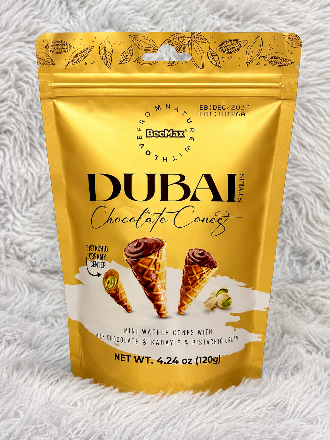 Dubai Chocolate Cones Pistachio Cream Center 120 g