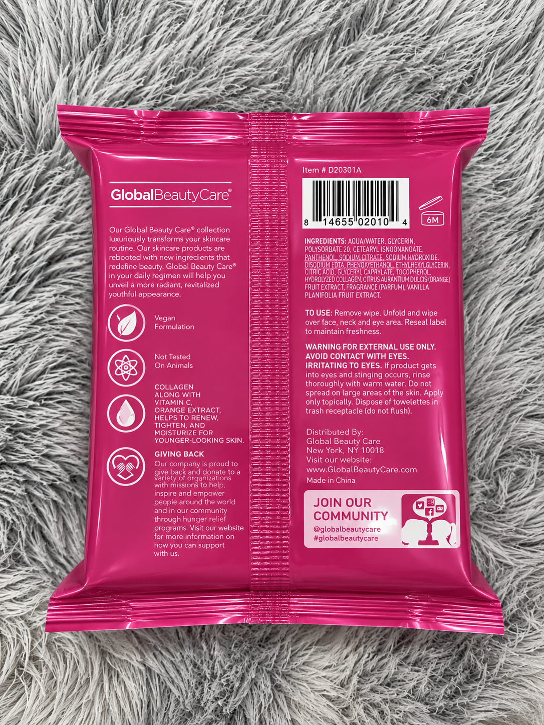 Toallitas Faciales con Colágeno Global Beauty Care