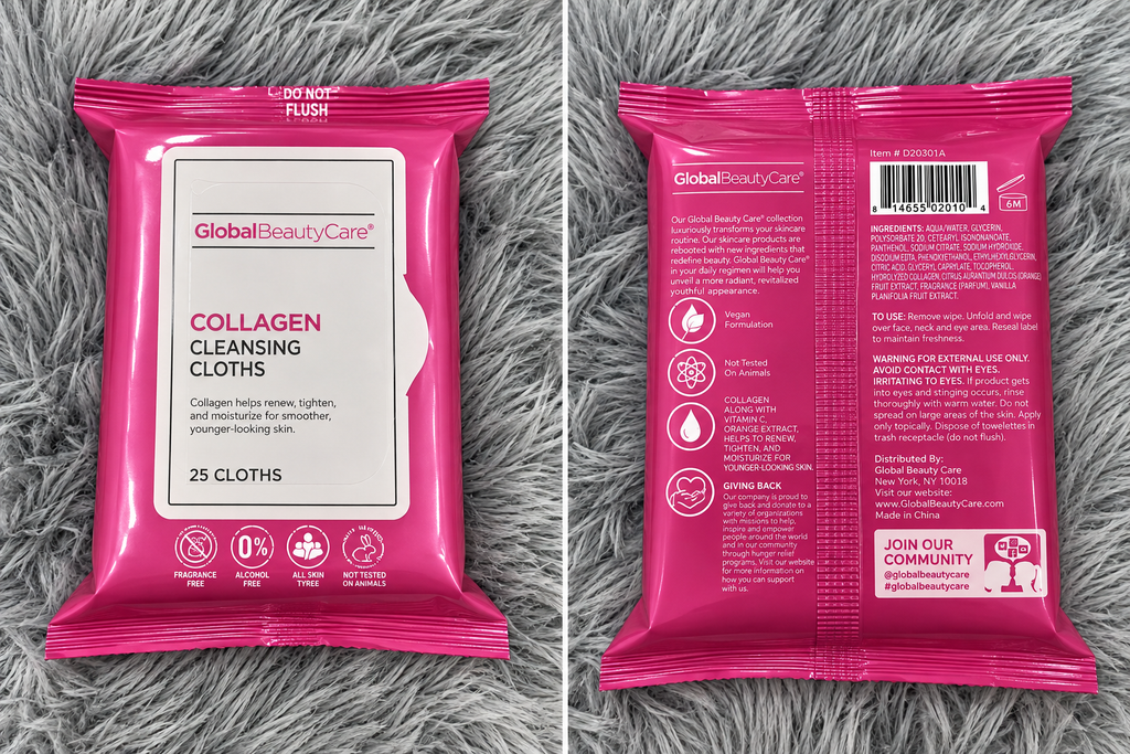 Toallitas Faciales con Colágeno Global Beauty Care