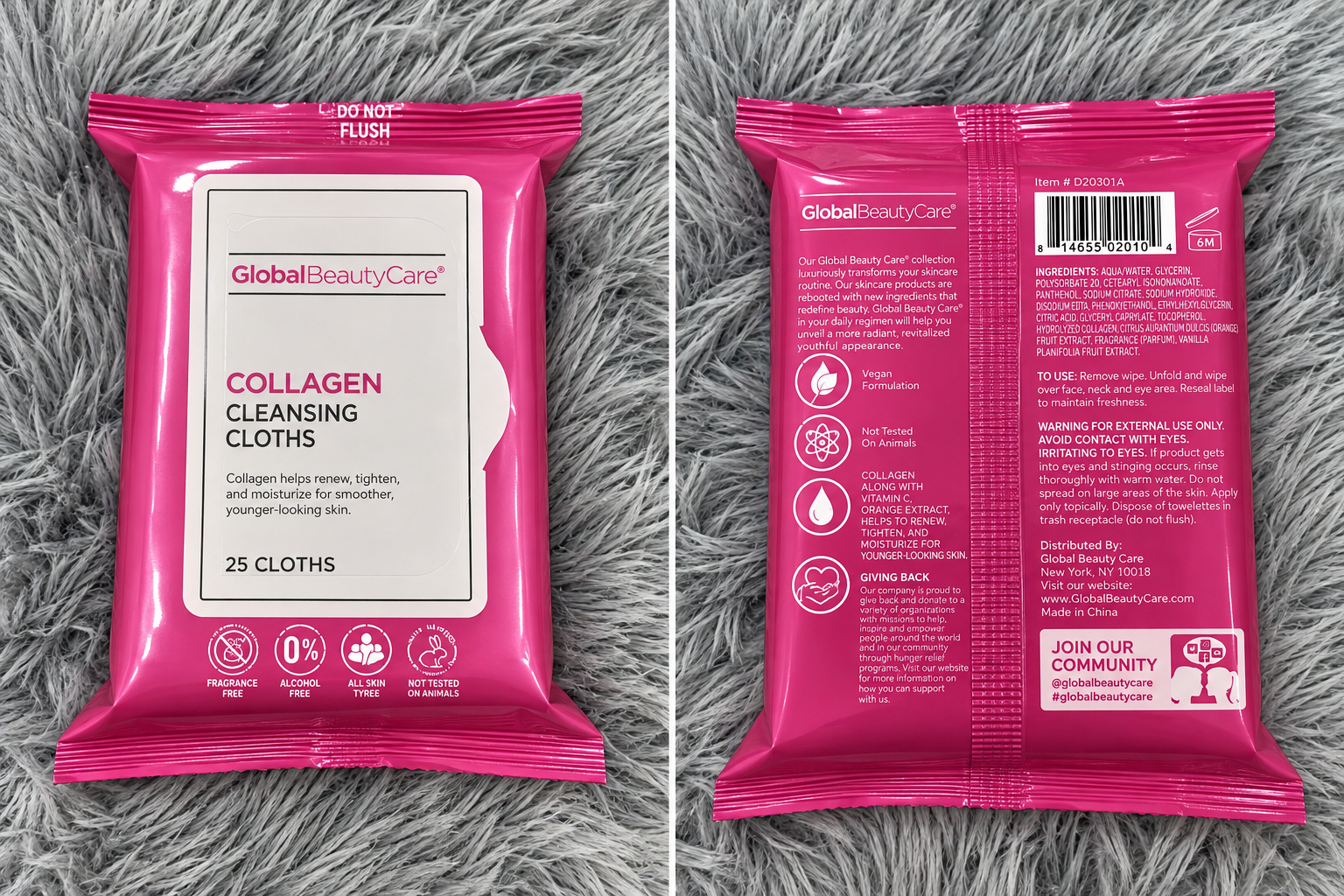Toallitas Faciales con Colágeno Global Beauty Care